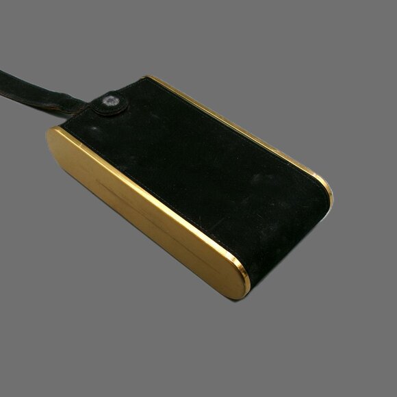 Wadsworth Black Suede Compact Wristlet Minaudiere Cigarette Holder, VTG Vanity - Picture 8 of 11